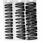 SNAP HAIR SLIDE 12PC ON CARD BLACK