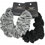 VELVET SCRUNCHY LARGE GREY & BLACK