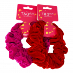 VELVET SCRUNCHY LARGE RED & PINK