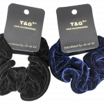 VELVET SCRUNCHY RIBBED EDGE BLK & NAVY